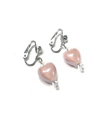 Handmade Light Pink Heart Clip-On Earrings Valentine’s Day Anniversary Women