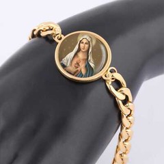 Lady Immaculate Heart Of Blessed Virgin Mary Bracelet Gold or Stainless Steel