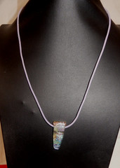Glass Pendant (Hand Crafted) with Purple Tones on Lavendar Chord (adjustable)