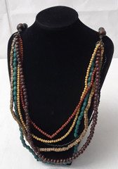 Artisan Crafted 6 Strand Boho Bohemian Earth Color Beaded Necklace 34 in