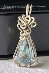 Artisan Blue Topaz Silver Tone Wire Wrapped Pendant
