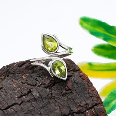Green Peridot Natural Gemstone Handmade Ring in 925 Sterling Silver