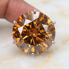 RARE 23.70Ct Certified Brandy Diamond Ring, Wedding Gift-Great Luster FREE Studs