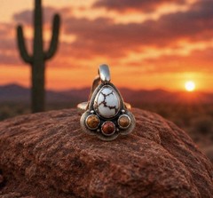 White Buffalo Turquoise With Brown/ Copper Jasper Accent Stone In A Pendant