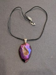 Purple Niobium Agate Druzy Stone Pendant 2″ Necklace 13″