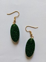 Earrings Resin Handmade Shinning Egg Shape Sri Lanka Stunning Green color Party