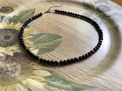 black jasper crystal necklace handmade jewelry beaded Necklace