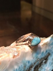 MARAHLAGO .925 Sterling Silver LARIMAR Ring Size 7 FREE FAST SHIPPING!