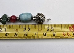 Assorted Semi Precious Stone Beaded Silver Tone Necklace 23″ Jade Coral