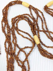 Artisan Brown Glass Bead Multi Strand Wood bead Long Necklace 60 inches