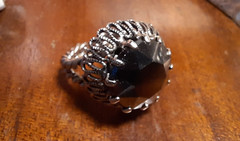 Vintage Twisted Wire SEtting RIng Marked West Germany Glass or Onyx Stone