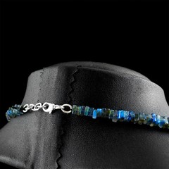 118.50 CTS UNTREATED SINGLE STRAND BLUE FLASH LABRADORITE BEADS NECKLACE (DG)