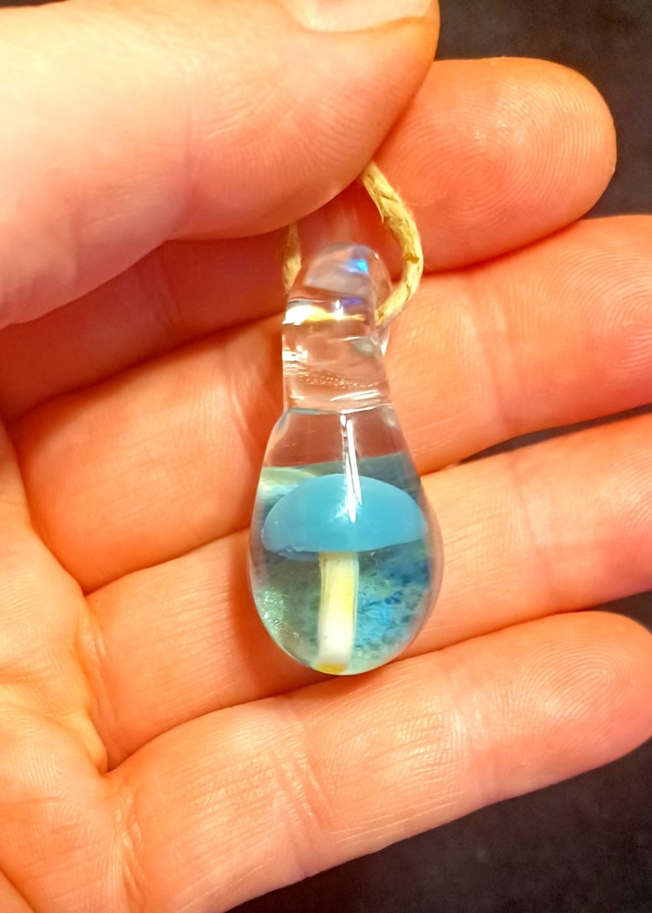 Glass Mushroom pendant hand made in the USA