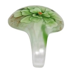 Glass Teardrop Pendant Handblown Green Floral Gold Flakes Art Fashion 2.5″ Inch