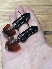 artisan sterling silver black onyx and carnelian dangle earrings 2”