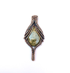 Henna Jasper Copper Wire Wrapped Pendant, Handmade Copper oxidized pendant, gift
