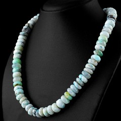 400 Cts Natural 20 Inches Long Peruvian Opal Untreated Round Beads Necklace (DG)