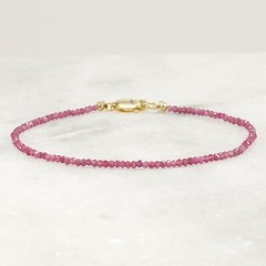 Ruby Bracelet Ultra Dainty Gemstone Birthday Gift for Her Everyday Thin Bracelet