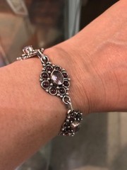 GENUINE AMETHYST & GARNET BRACELET MADE IN INDIA STERLING SILVER FREE SHIPPING