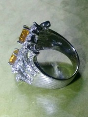 Women’s Ring-Sz.7-Golden Sapphires-(0.95 Ct.Each)-925 Stamped Sterling Silver