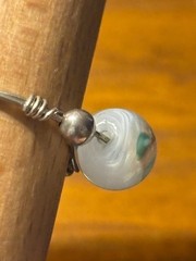 Artisan Sterling Wire Wrapped Ring With Glass Floral Bead
