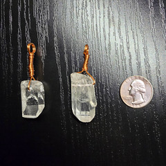 Natural Clear quartz crystal point Copper wire wrapped pendant