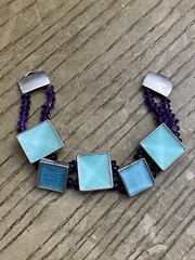 JANICE LEE RIPLEY JLR Handmade 925 Sterling Signed Unknown Stones Bracelet 6.5”