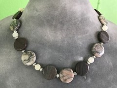 Handmade Necklace of Canyon Marble, Brown Marble, and Italian Onyx Stone Beads