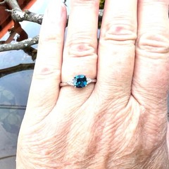 Lab Made London Blue Topaz Ring Solid Sterling Silver 925 , December birthstone
