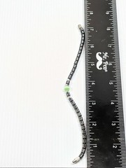 Artisan Gray Hematite Barrel Bead Green Round Glass Cats Eye Bracelet 7.25 Inch