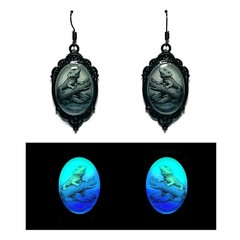 Bearded Dragon Lime Aqua Blue Purple/Violet Glow in the Dark Earrings