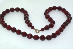 Artisan Marble Gray Agate Stone Black Onyx Bead 24″ Necklace Strand