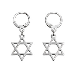Star of David Earrings – 925 Sterling Silver Plated Huggie Hoop Closures