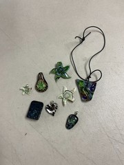 Vintage Lot of Murano Hand Blown Art Glass Multicolor Pendants and Necklace