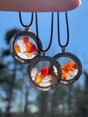 Carnelian & Rose Quartz Pendant Self Love Manifestation Chalcedony Virgo Locket