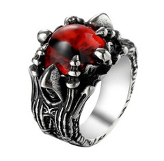 Men’s Dragon Claw Wizard Red Eyes Designer Stainless Steel Craft Man Ring M147