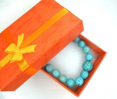 Blue beaded bracelet handmade with clasp boho southwestern turquoise look
