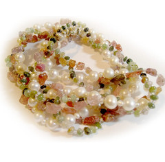 Handmade Freshwater Pearl Tourmaline Apatite Necklace Sterling Silver