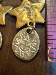Sun Stars Face Dangle Earrings Pendant Retro Celestial 1” Gold Silver Sunburst