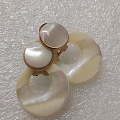 Vintage Rare Estate Find Mother of Pearl Post & Dangle Earrings For Pierced Ears