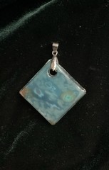 Aqua, Black And Gold Art Glass Pendant Handmade In Wisconsin