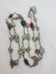 1970s Wire Cage Amazonite & Jasper Gemstone Necklace