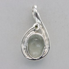 Oval Green AMETHYST and small round Peridot Pendant – 925 STERLING SILVER #902e