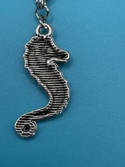 Artisan Made Silver Tone Shell Crystal Seahorse Dangle Earrings
