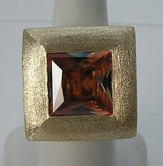 Stunning Statement Modernist Huge Sterling Vermeil Mystic Topaz Asscher Sq. Ring