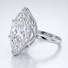 HUGE 7.85 Ct Certified Marquise Cut White Diamond Ring, FREE Tariffs & Studs .