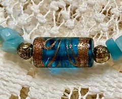 Vintage Murano Glass and Sea Glass Necklace and Bracelet