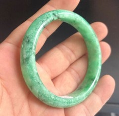 Certified 57mm Natural Grade A Green Burma Jade jadeite Bangle 9939