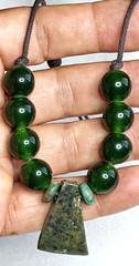 Serpentine and Green Jade beads, handmade adjustable necklace.