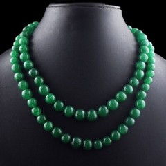 2 Strand Best Green Emerald 630.00 Cts Beautiful Necklace Jewelery VK 11 E613